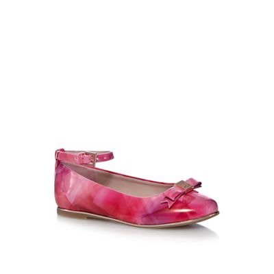 Baker by Ted Baker Girls' pink bow print slip-on shoes